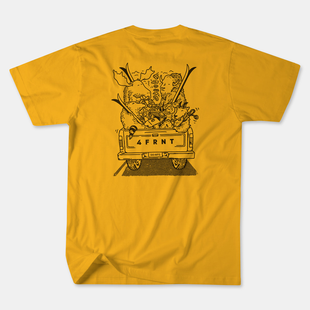 yellow shane tailgate tee back view