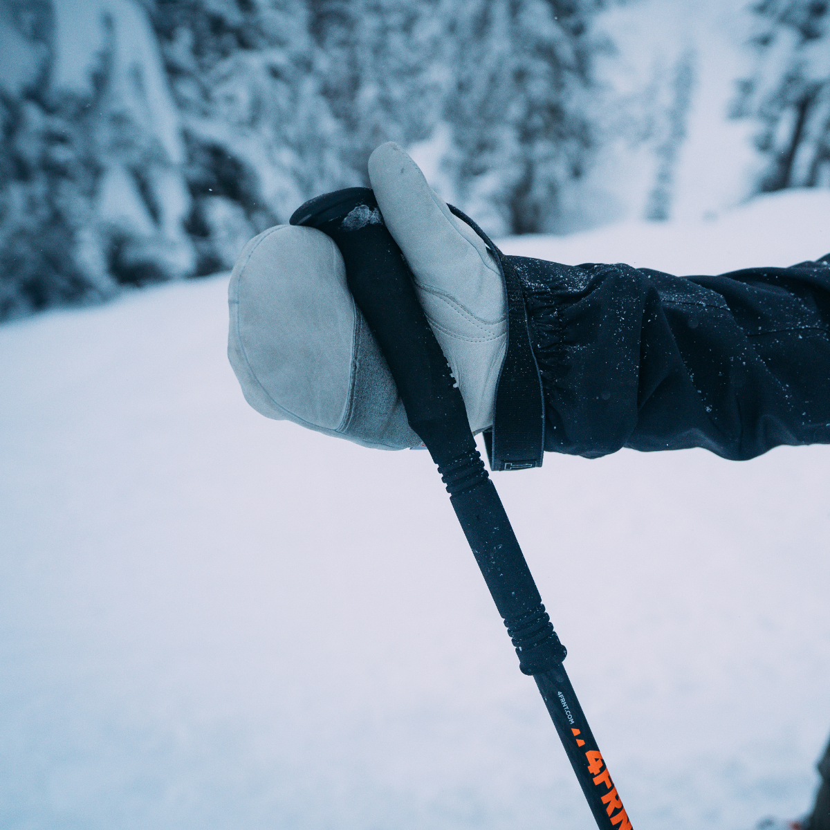 close up of the handle of a 4frnt ski pole