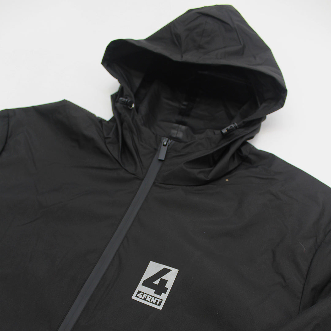 4frnt black zip up Breaker Jacket front close up