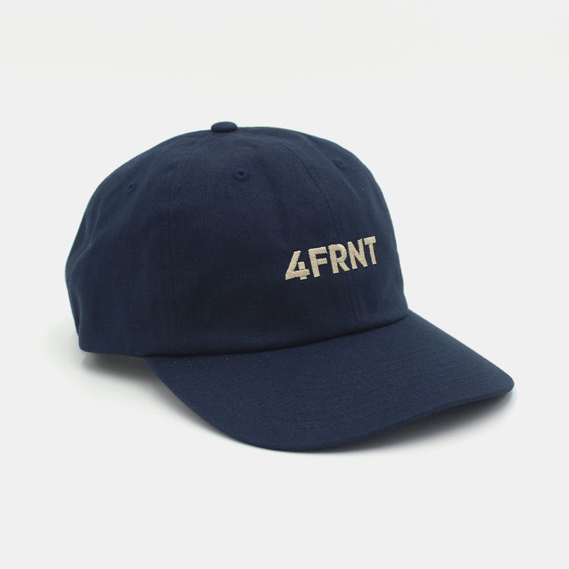 the side view of the blue 4frnt dad hat