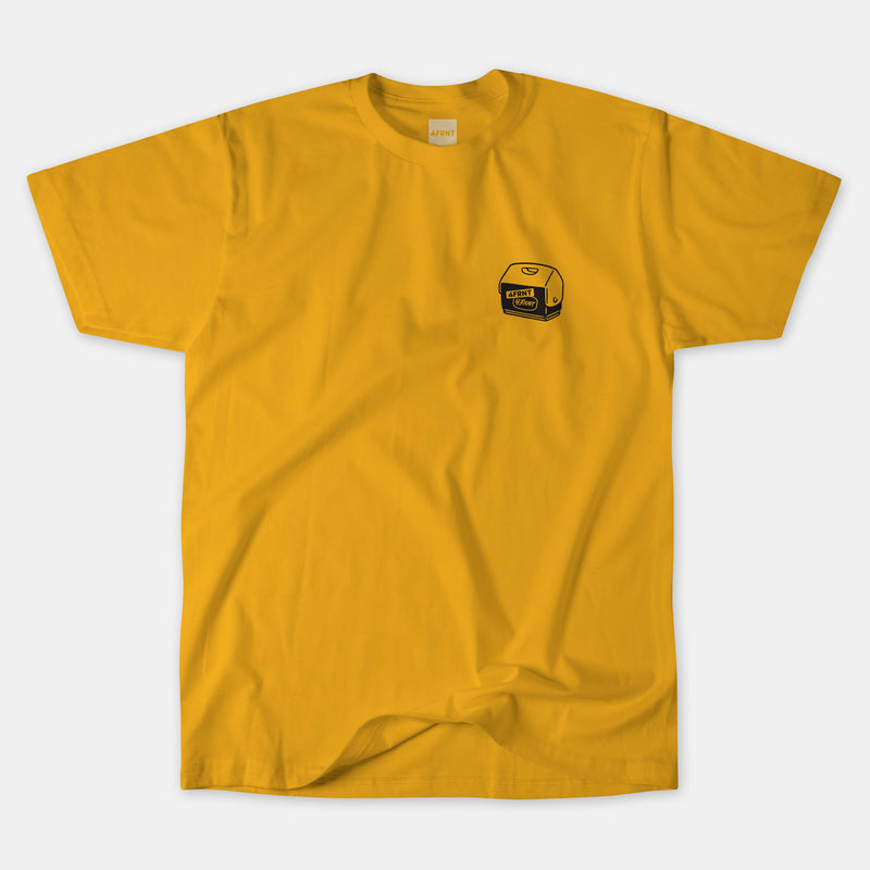 yellow shane tailgate tee front view