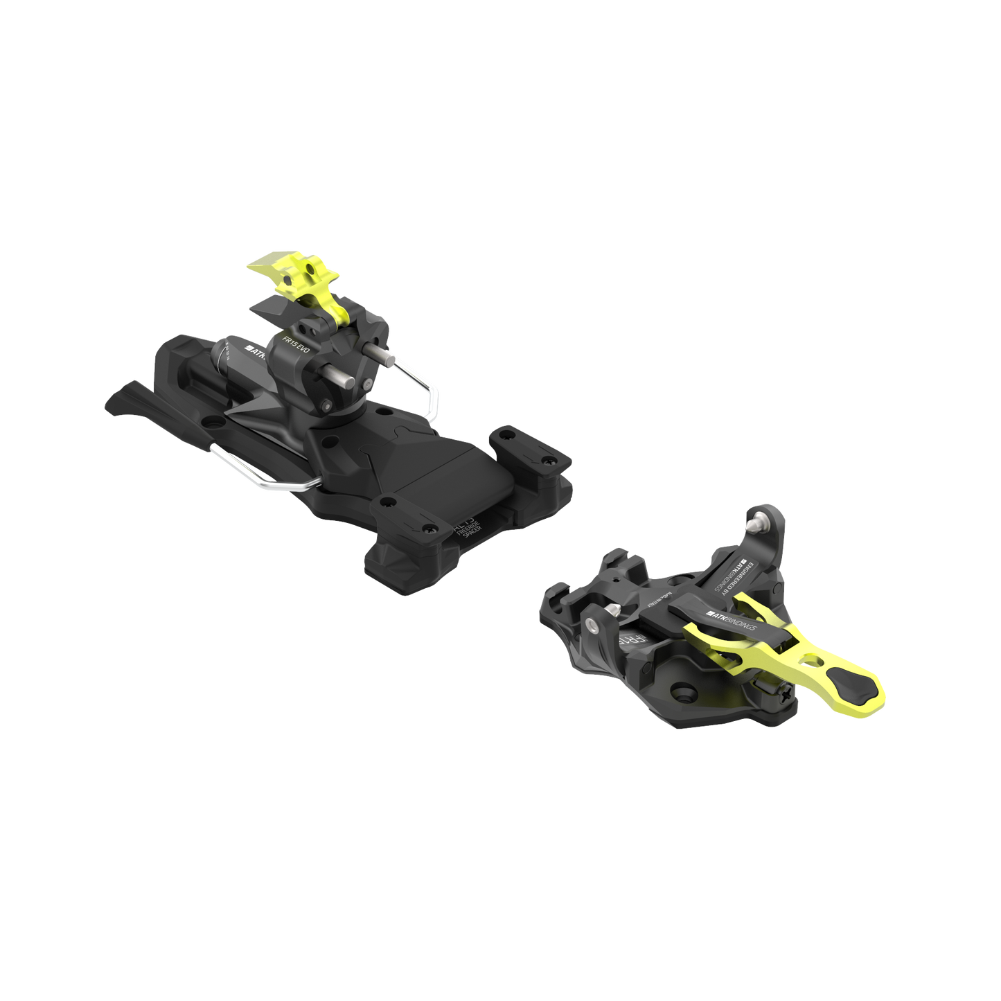 The FR15 evo ski bindings in yellow and black