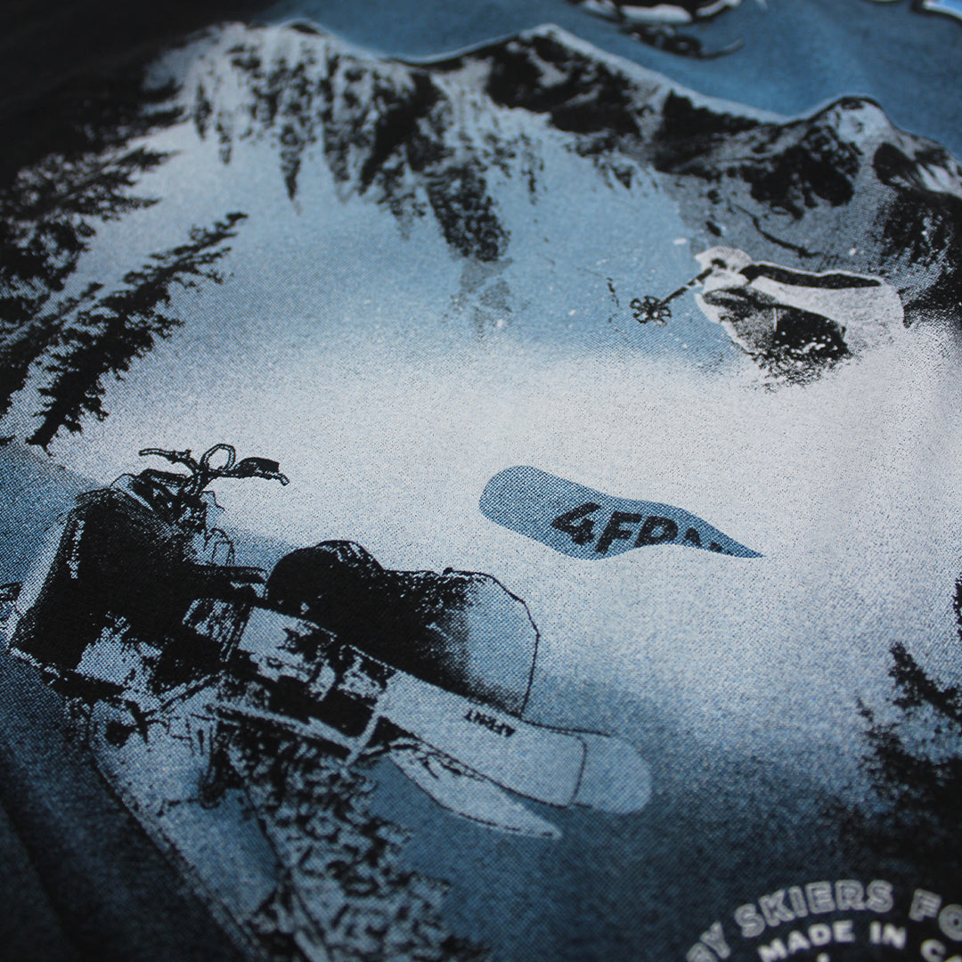 Backcountry Travel Tee from 4frnt super close up of graphic