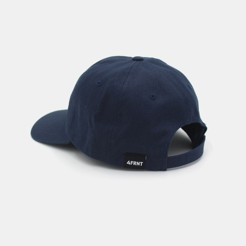 the back view of the blue 4frnt dad hat