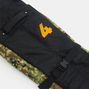 4frnt skis Double Roller ski Bag in Camo close up of logo