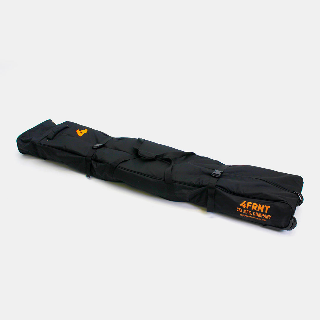 4frnt skis black and orange double ski roller bag